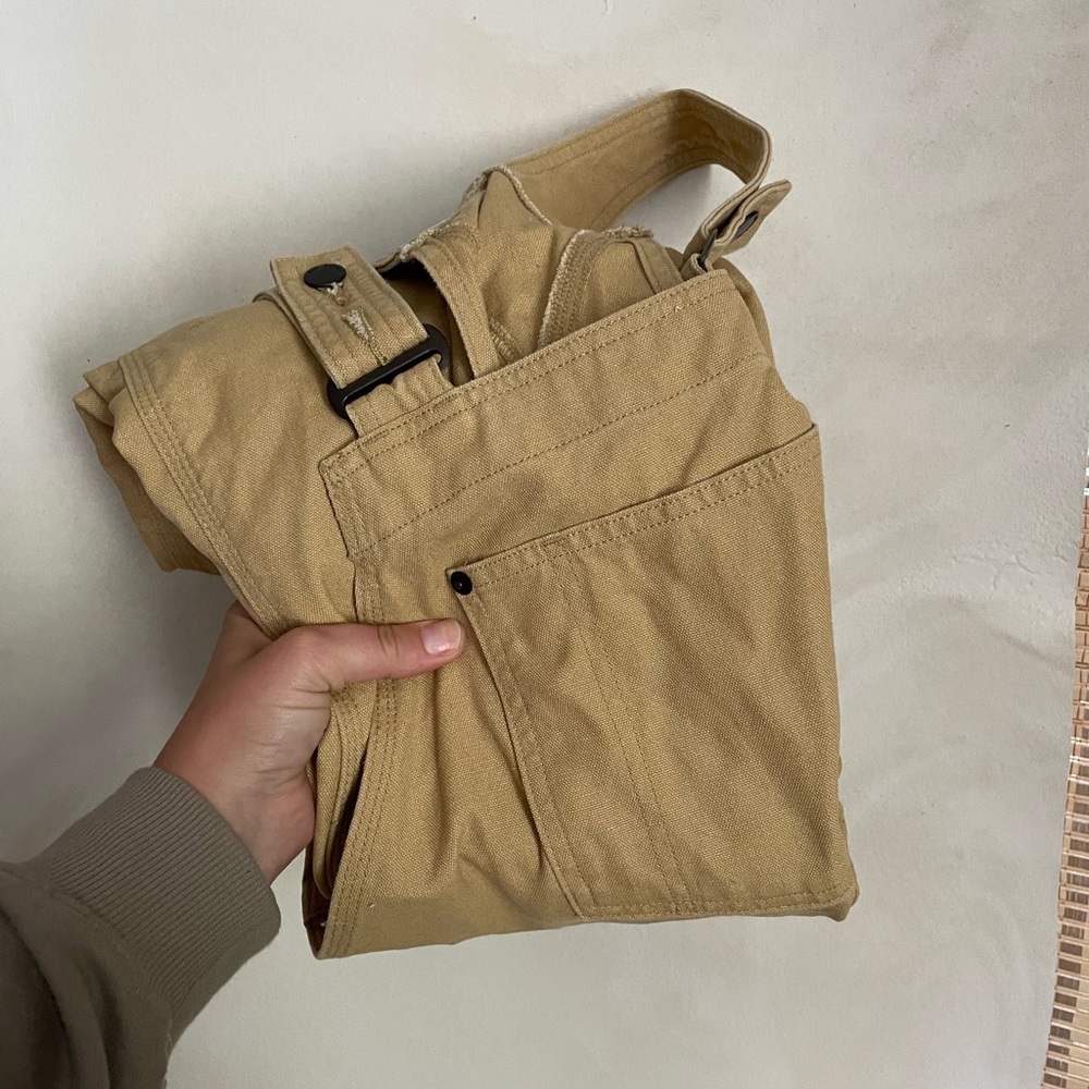 Women's All Seasons Hemp Canvas Bib Overalls - Regular in TAN